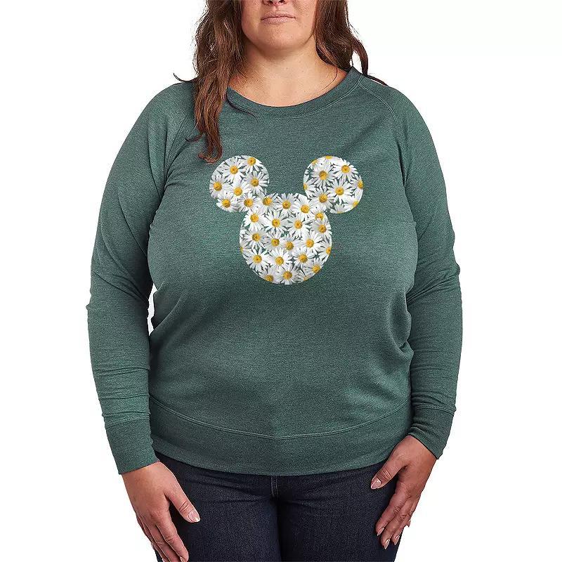 Disneys Mickey Mouse Plus Size Daisies Lightweight French Terry Sweatshirt, Womens Product Image