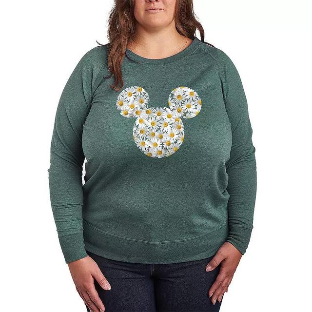 Disneys Mickey Mouse Plus Size Daisies Lightweight French Terry Sweatshirt, Womens Heather Grey Product Image