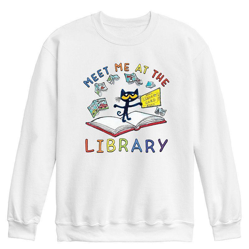 Mens Pete The Cat Library Graphic Fleece Sweatshirt Product Image