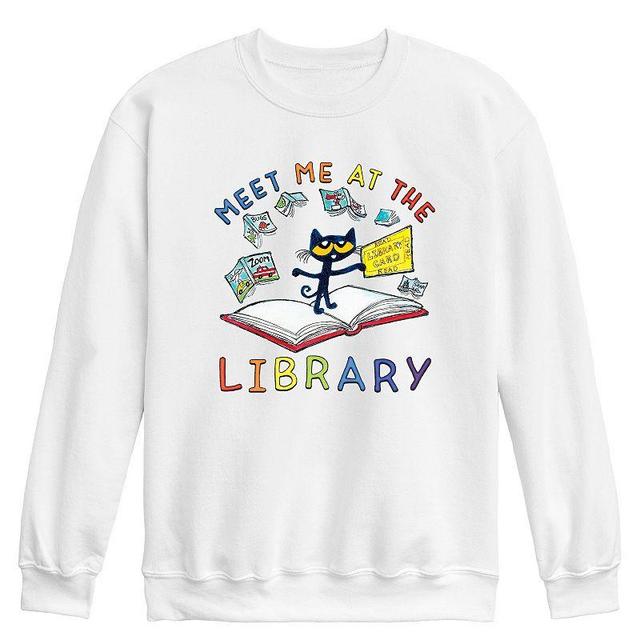 Mens Pete The Cat Library Graphic Fleece Sweatshirt Product Image