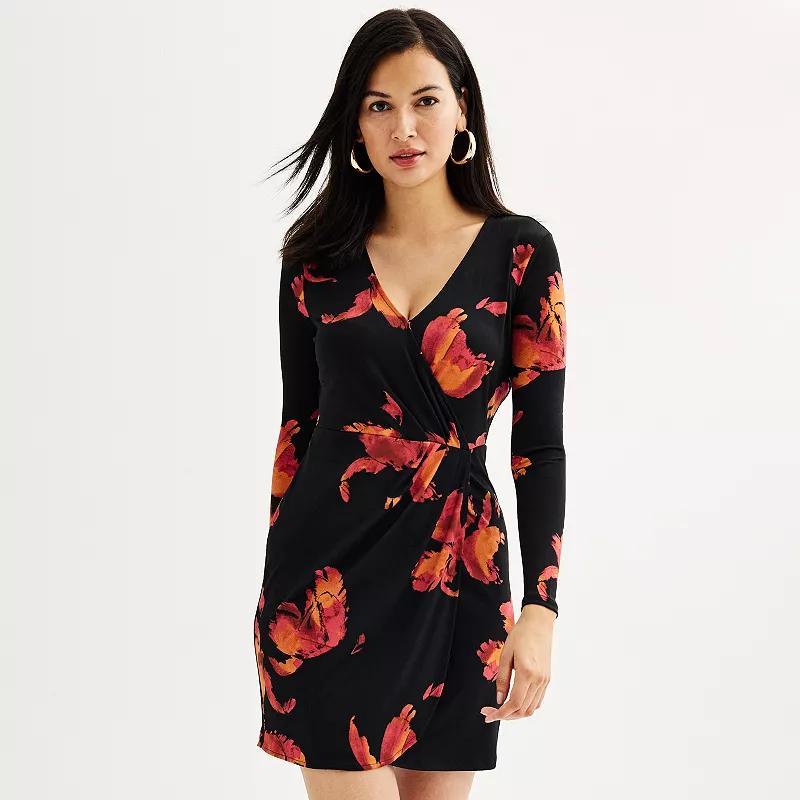 Womens Nine West Long Sleeve Wrap Dress Product Image