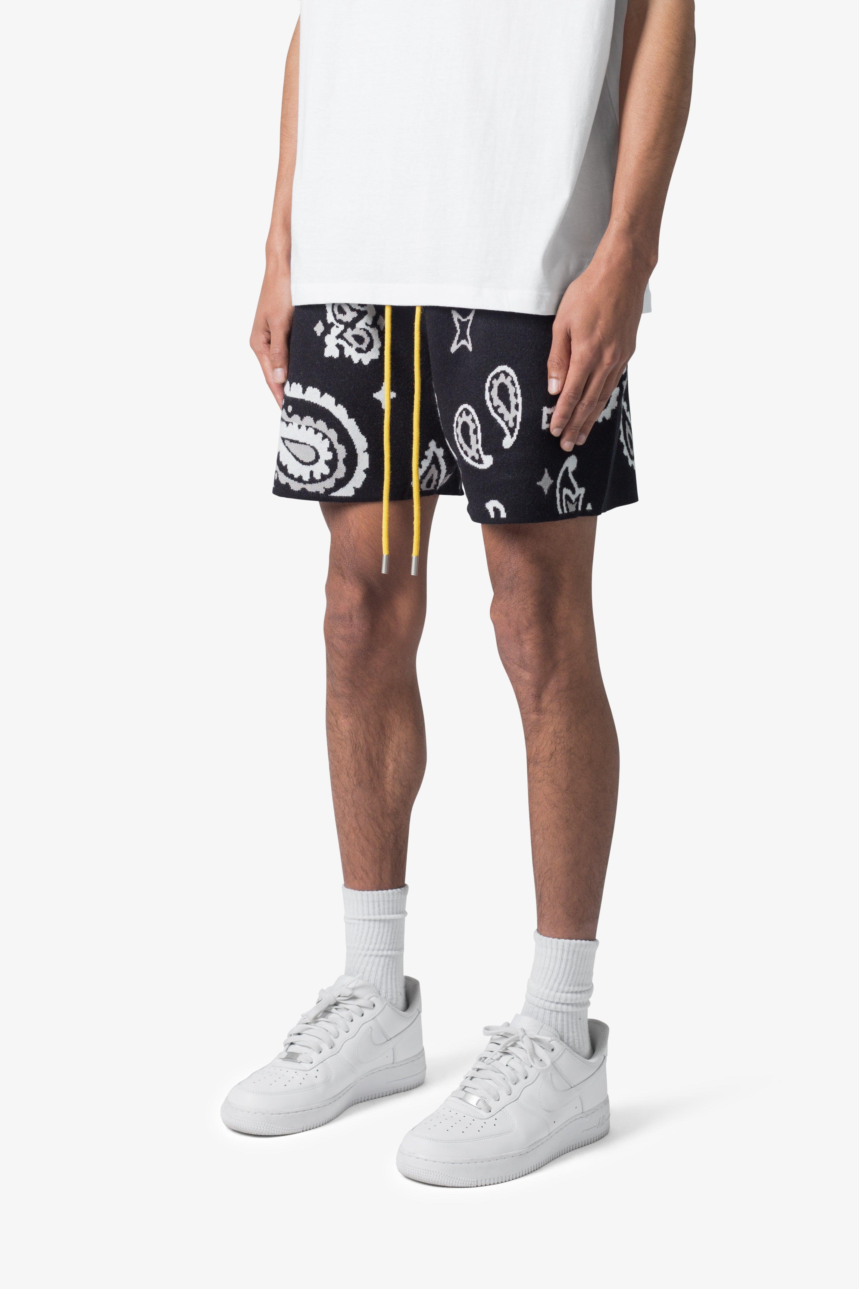 Paisley Knit Shorts - Black Male Product Image