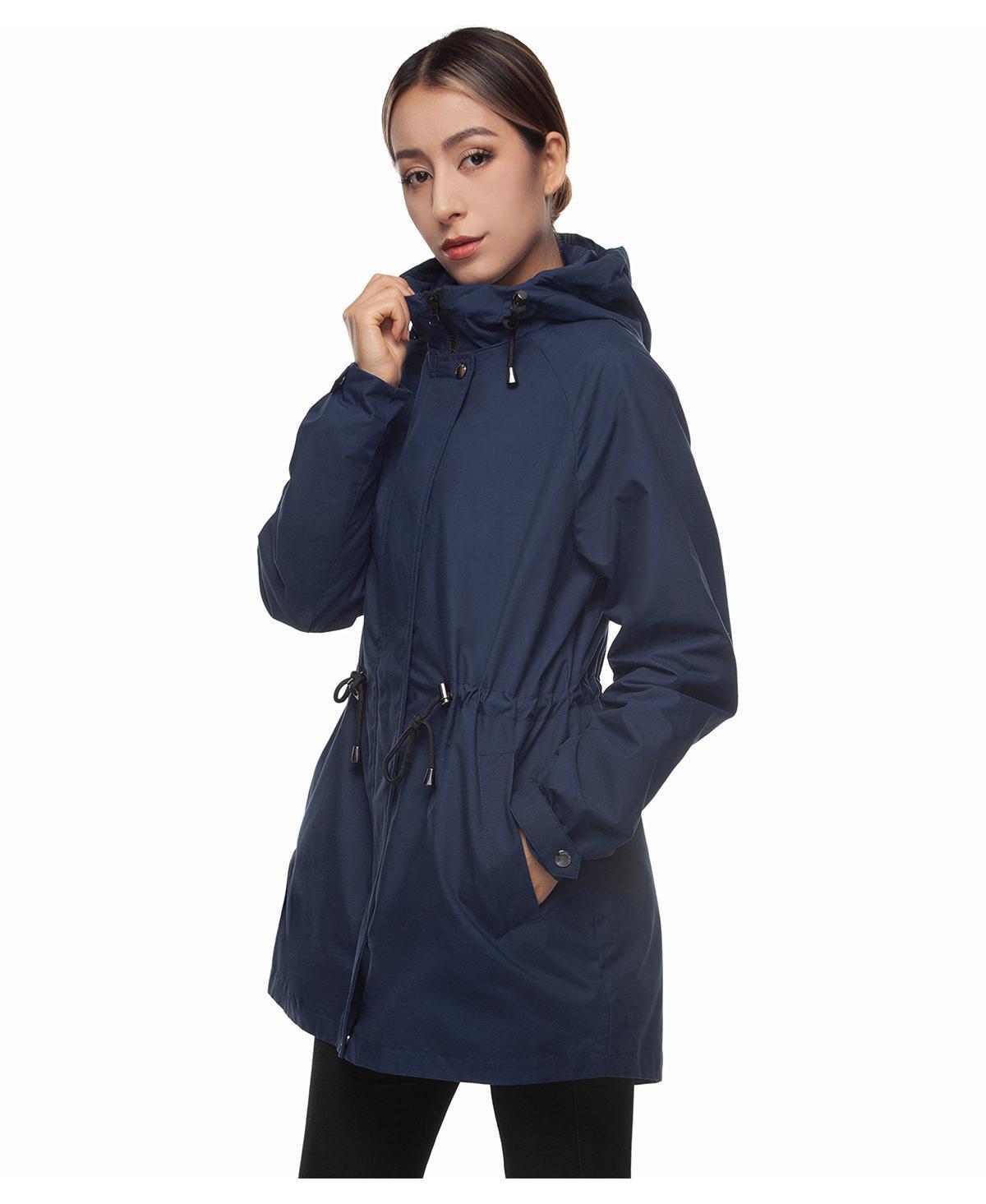 Rokka&Rolla Womens Water-Resistant Hooded Anorak Rain Jacket Trench Coat Product Image