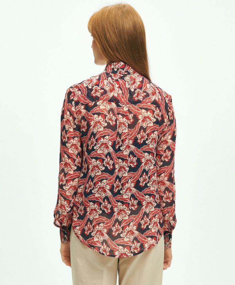 Crinkle Chiffon Tropical Floral Print Blouse Product Image