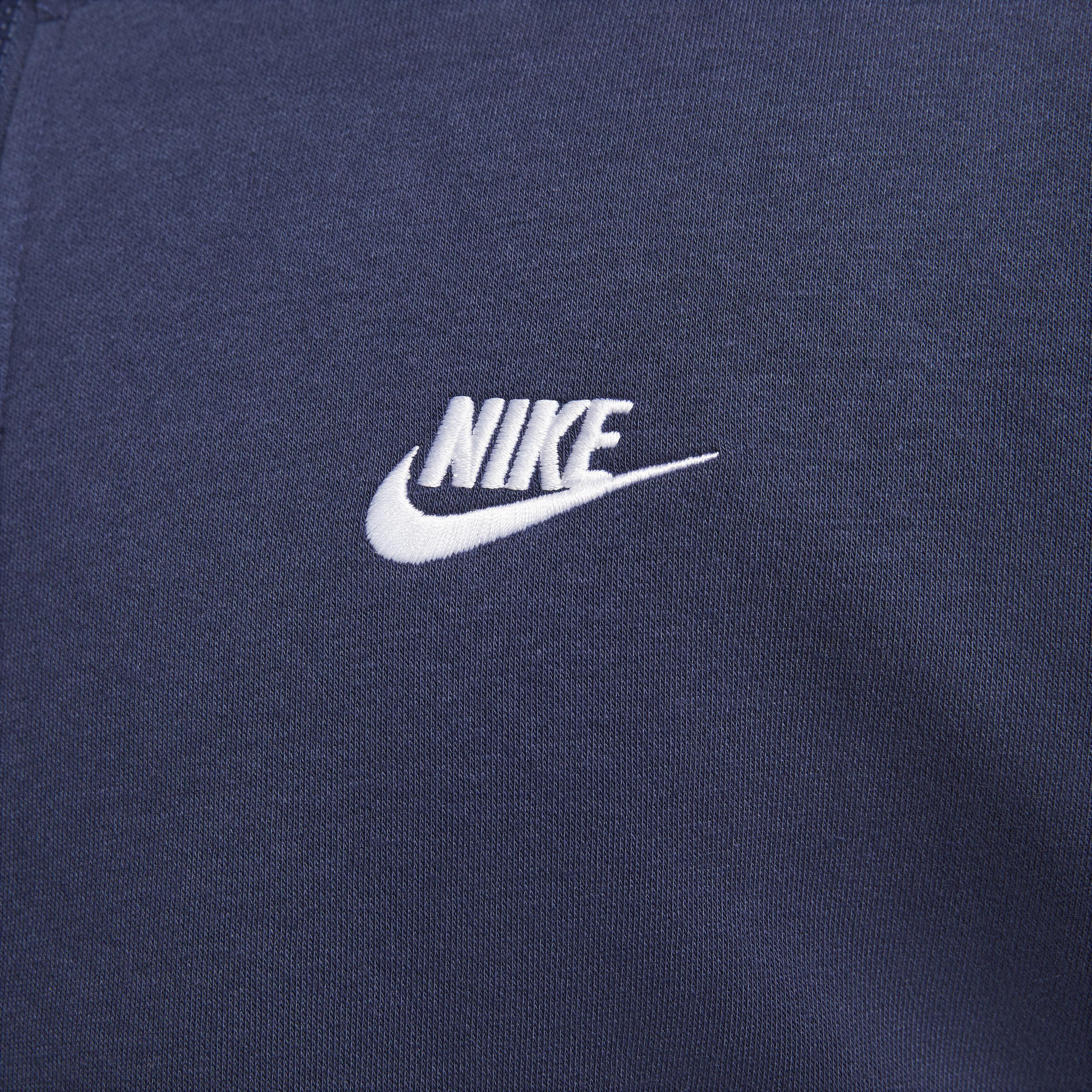 Nike Mens Nike Club Full-Zip Hoodie - Mens White/Midnight Navy Product Image