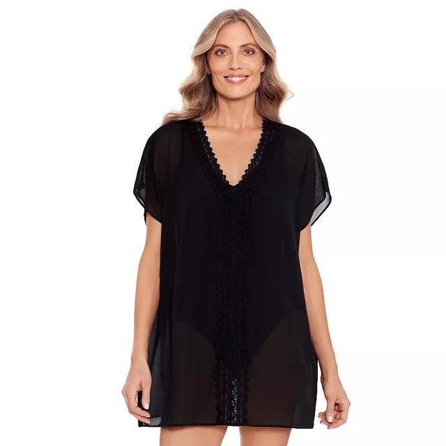 Womens Bal Harbour Lace-Trimmed Chiffon V-Neck Swim Cover-Up Tunic Product Image