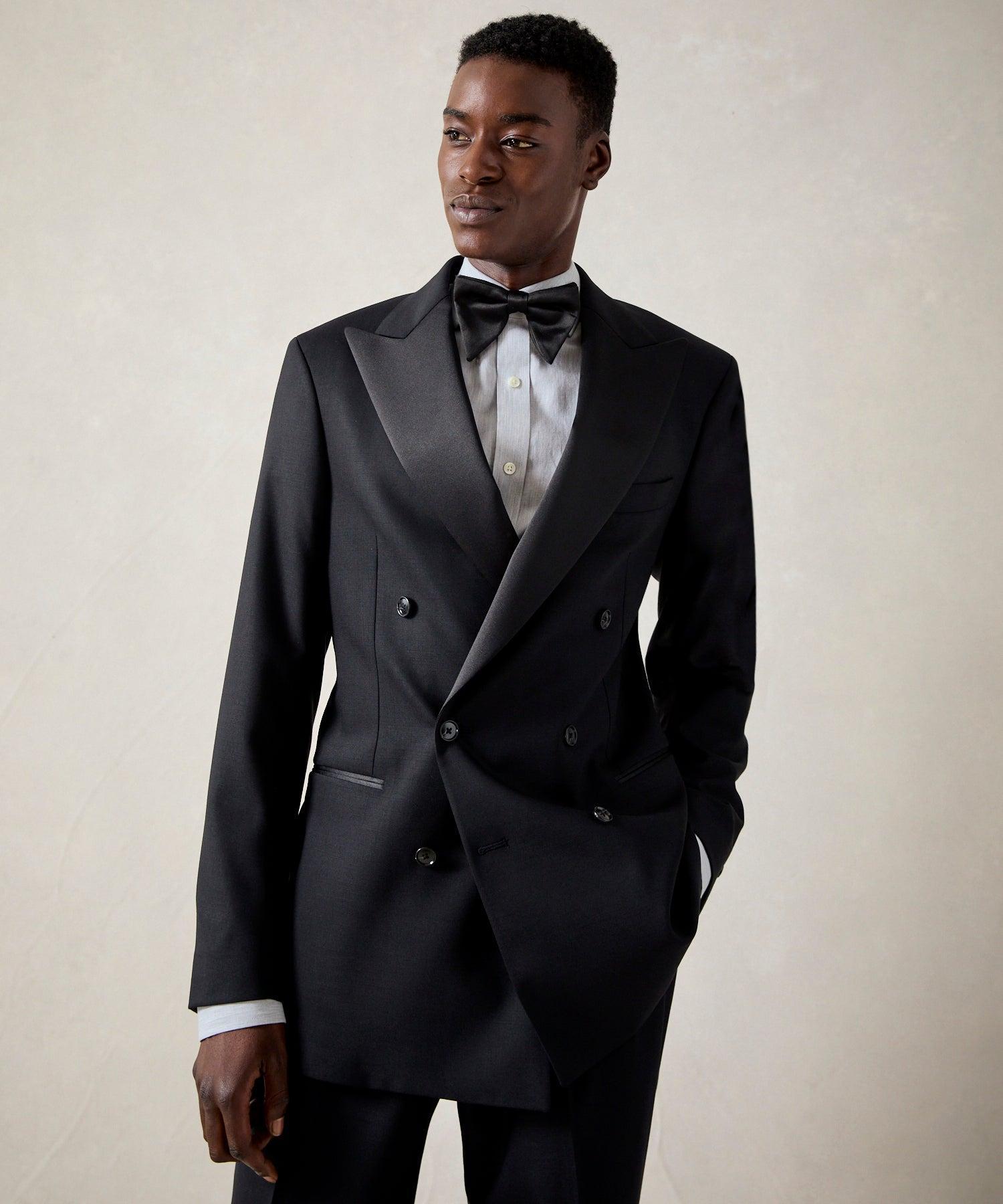 Italian Double-Breasted Tuxedo Jacket in Black Product Image