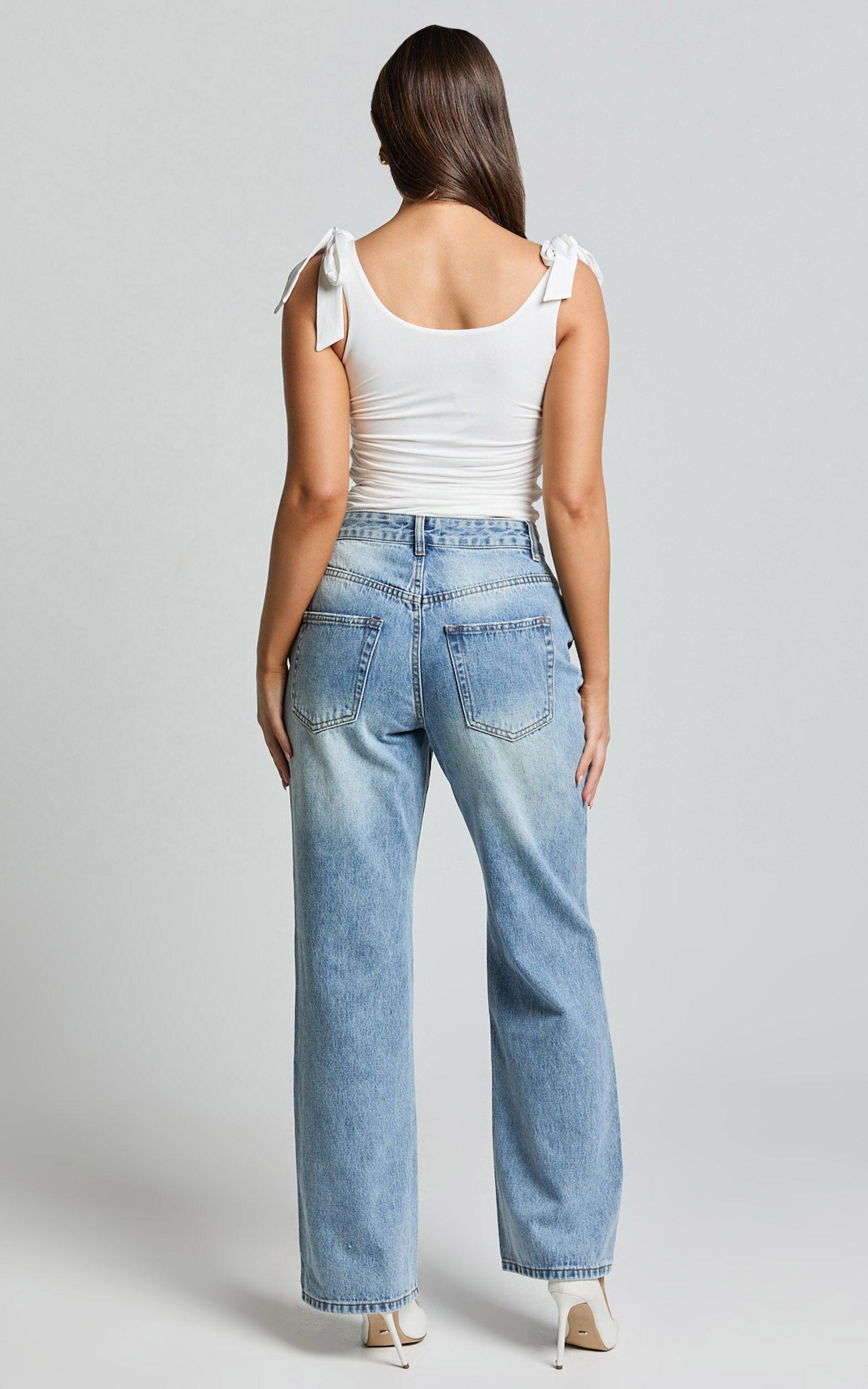 Bowie Jeans - Mid Rise Recycled Relaxed Denim Jeans in Light Blue Wash Product Image