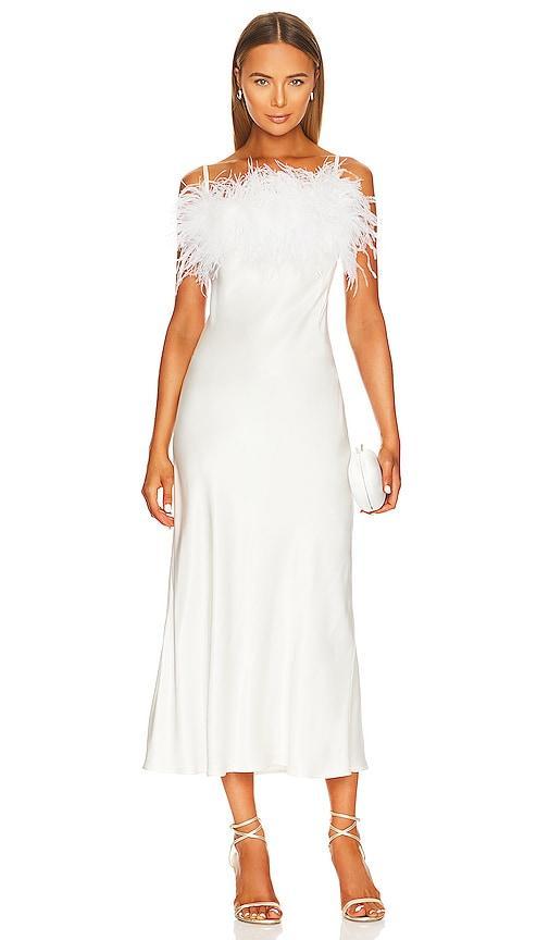 Womens Boheme Ostrich-Feather Embellished Slip Dress Product Image