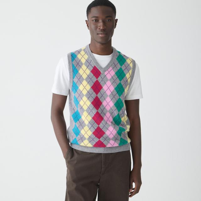 Cashmere sweater-vest in argyle Product Image