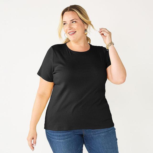 Plus Size Croft & Barrow Essential Crewneck Tee, Womens Product Image