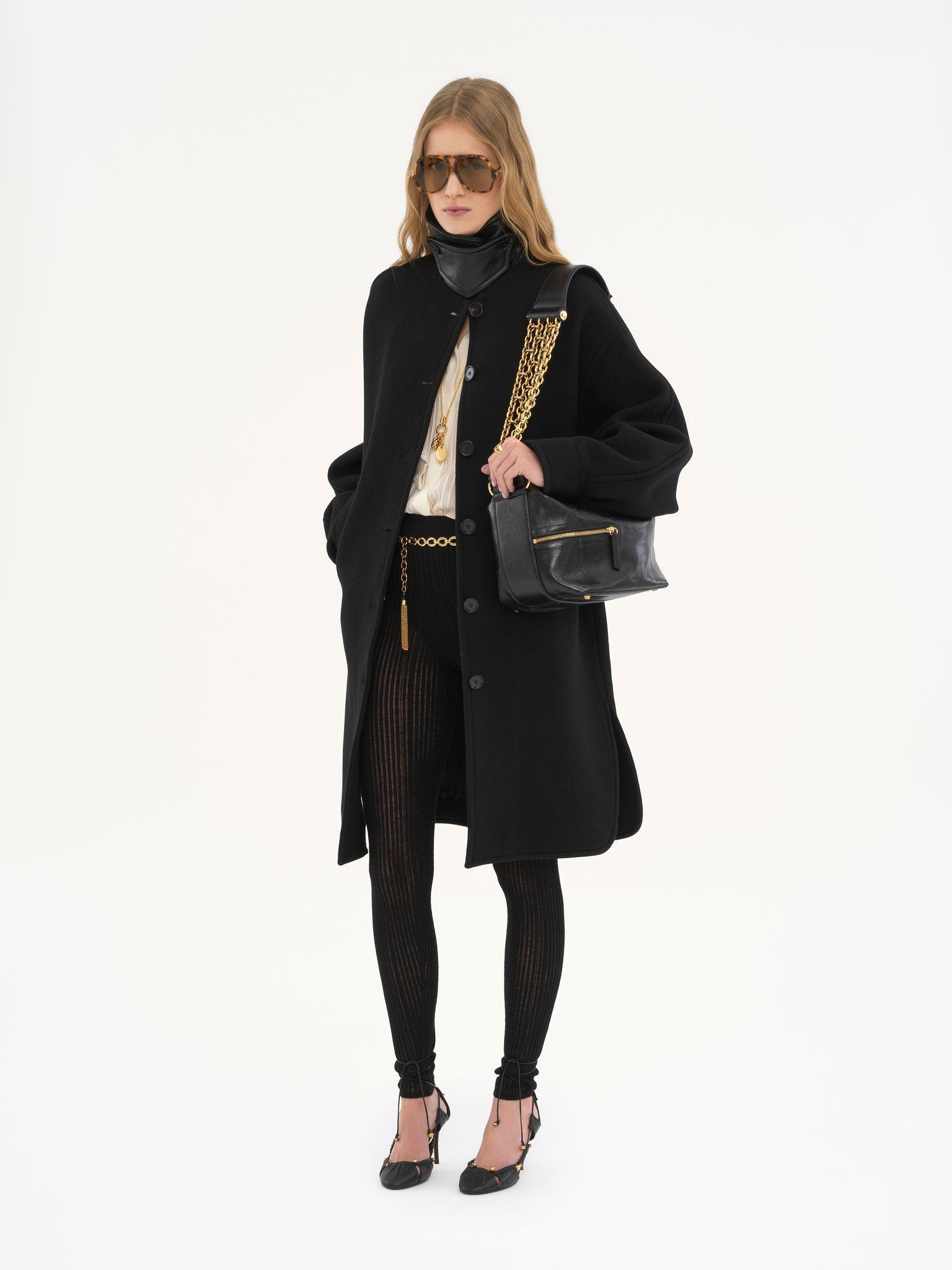 Oversized mid-length coat in wool Product Image