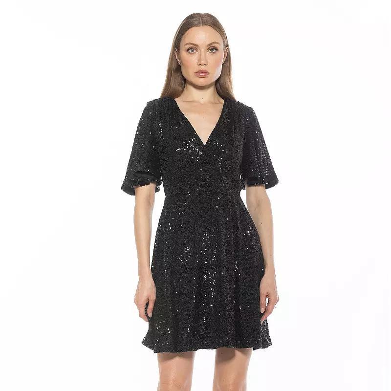 Womens ALEXIA ADMOR Oakless Flutter Sleeve Fit & Flare Dress Product Image