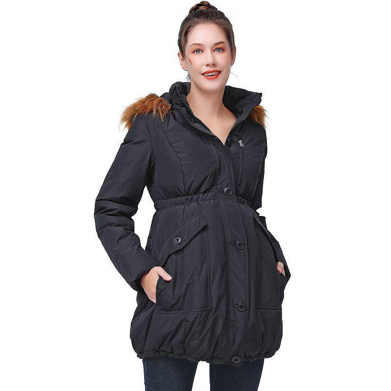 Maternity Pokkori Down Parka Coat, Womens Black Product Image