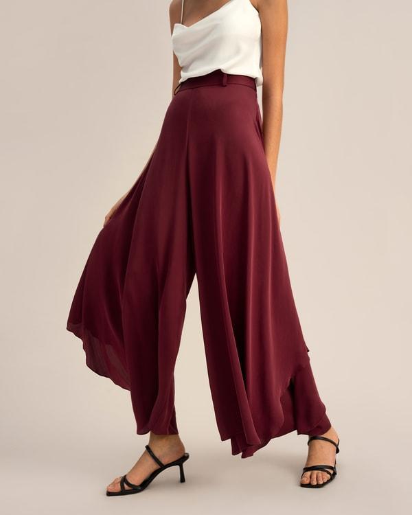 Wide-Legged Silk Fig Pants Product Image