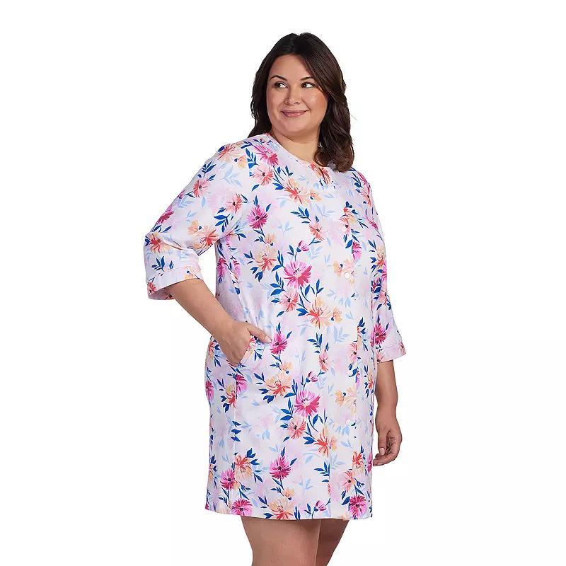 Plus Size Miss Elaine Essentials Interlock Knit Short Zip Robe, Womens Product Image