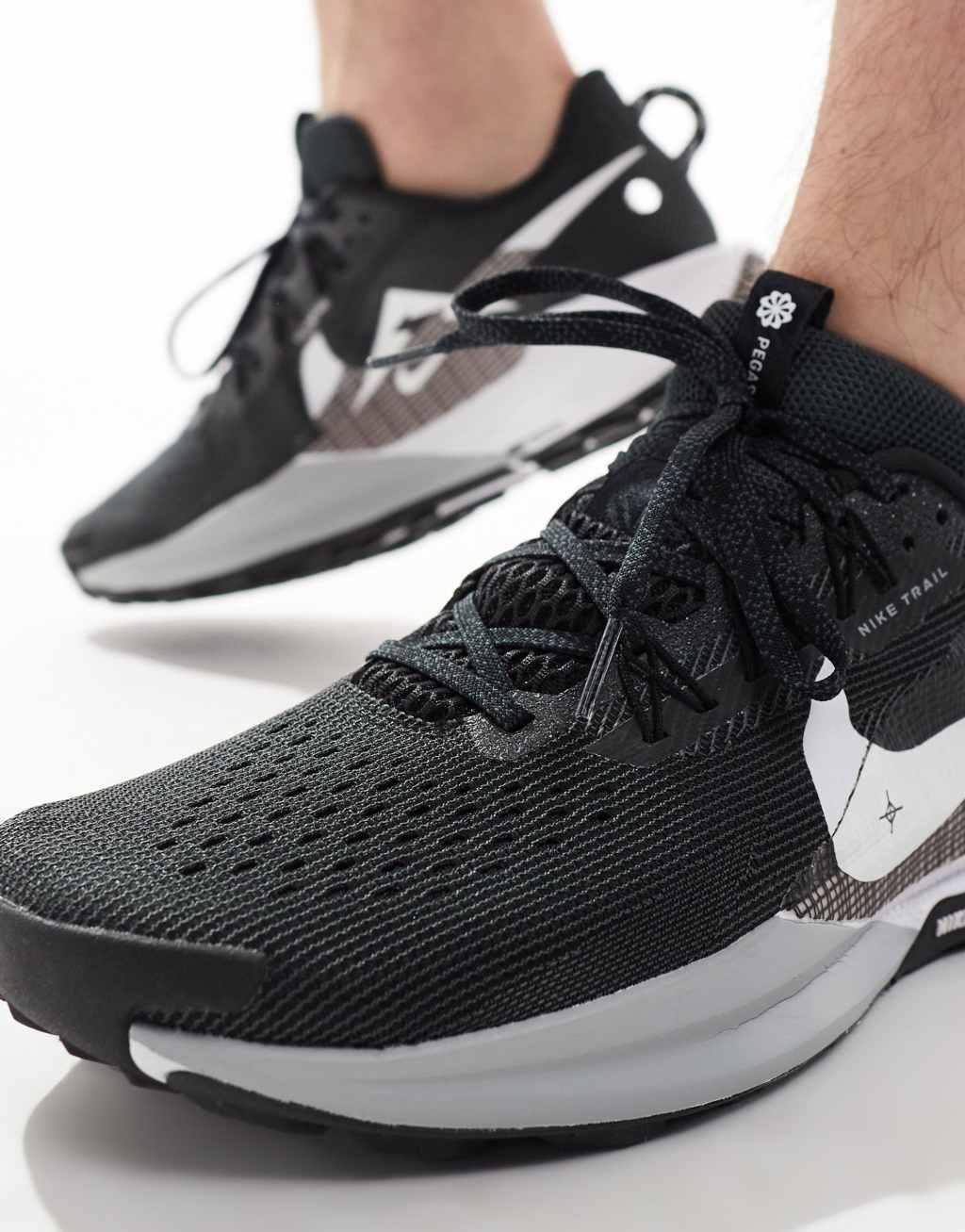 Nike Running Reactx Pegasus Trail 5 sneakers in black and white Product Image