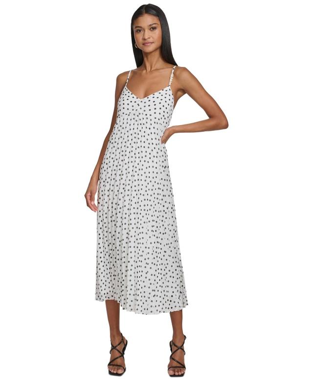 Karl Lagerfeld Paris Womens Polka-Dot Pleated A-Line Dress - Sft Wt Product Image