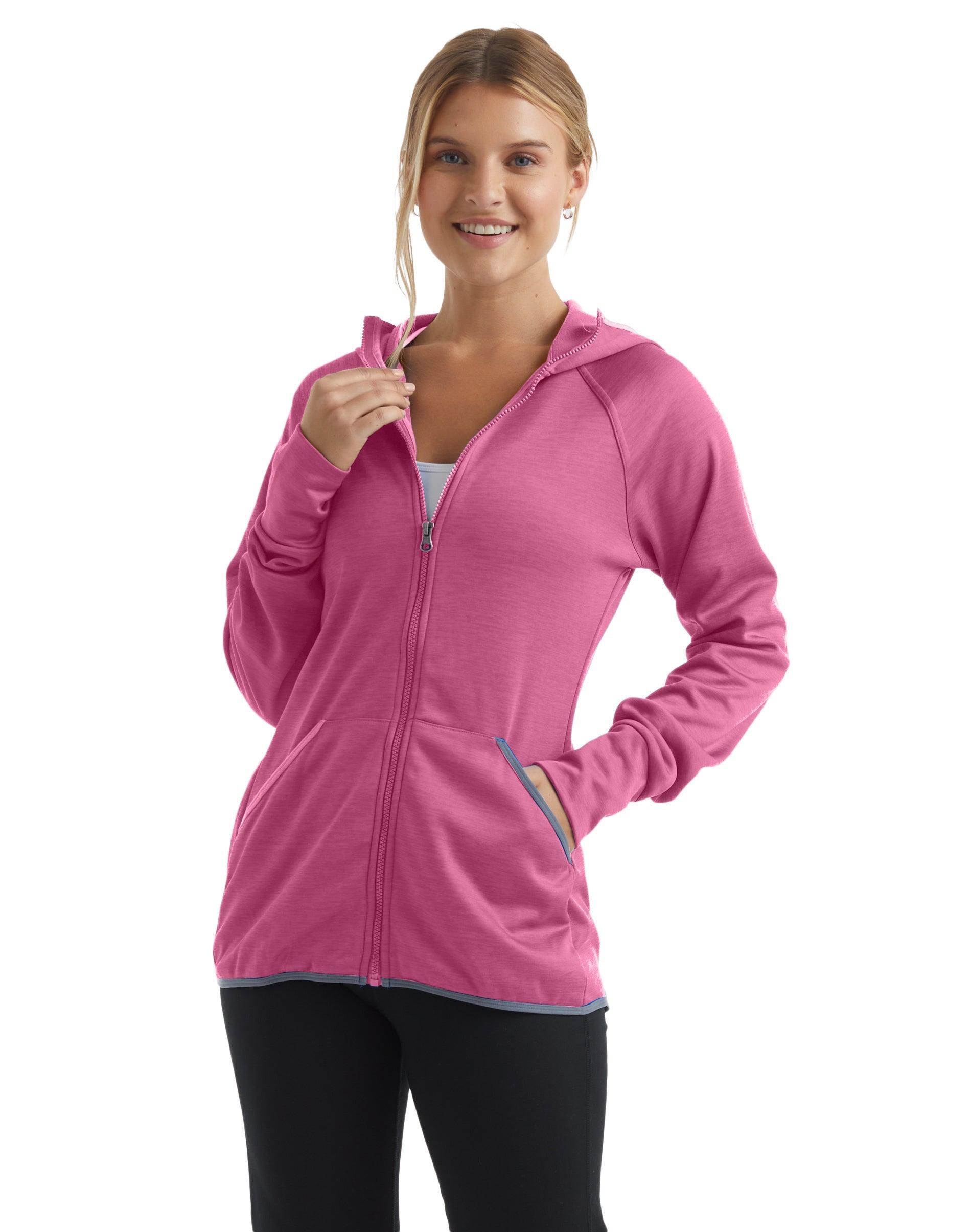 Hanes Sport Womens Full-Zip Fleece Hoodie Fresh Berry Heather 2XL Product Image