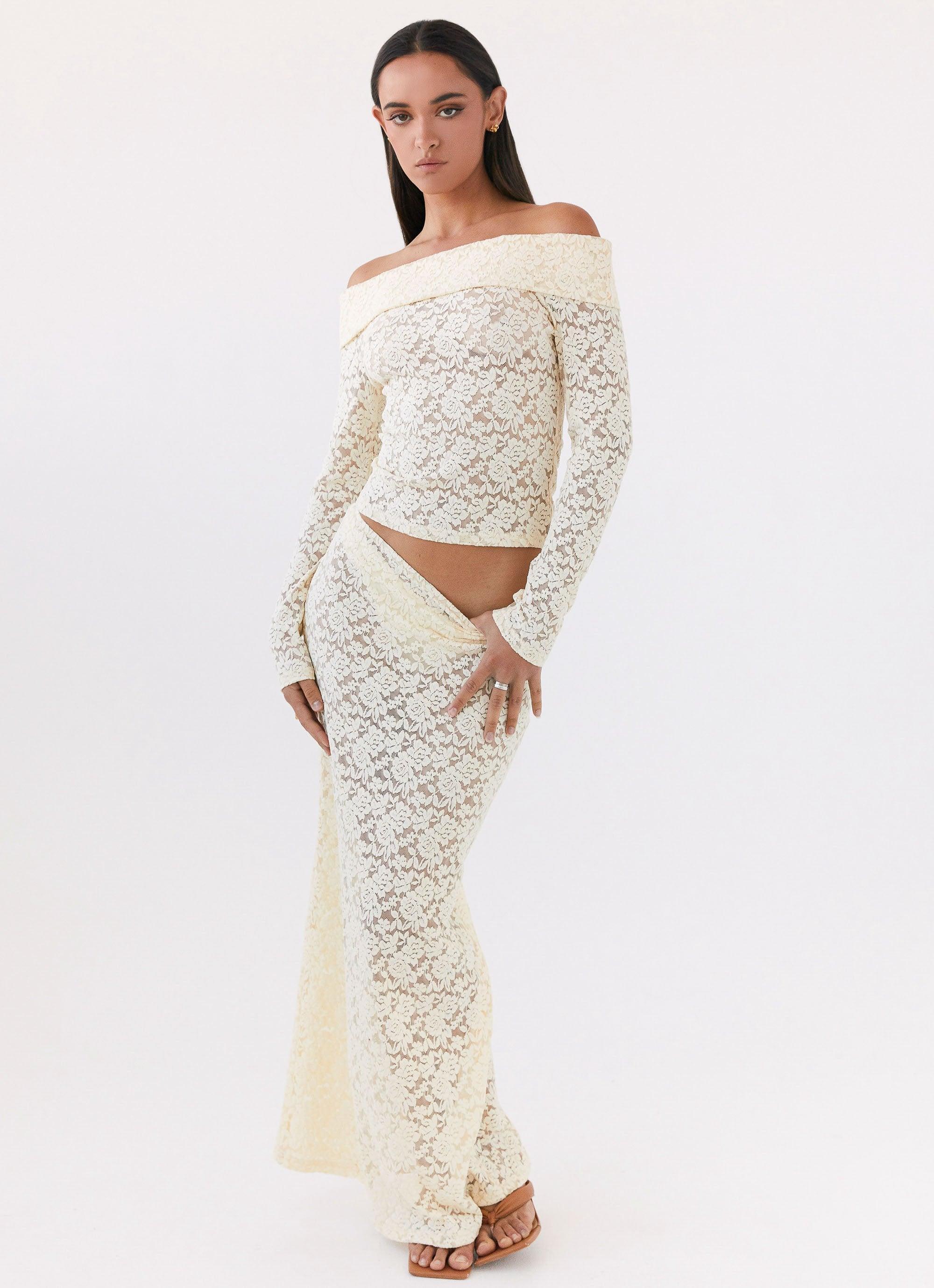 Zephyra Lace Maxi Skirt - Natural Product Image