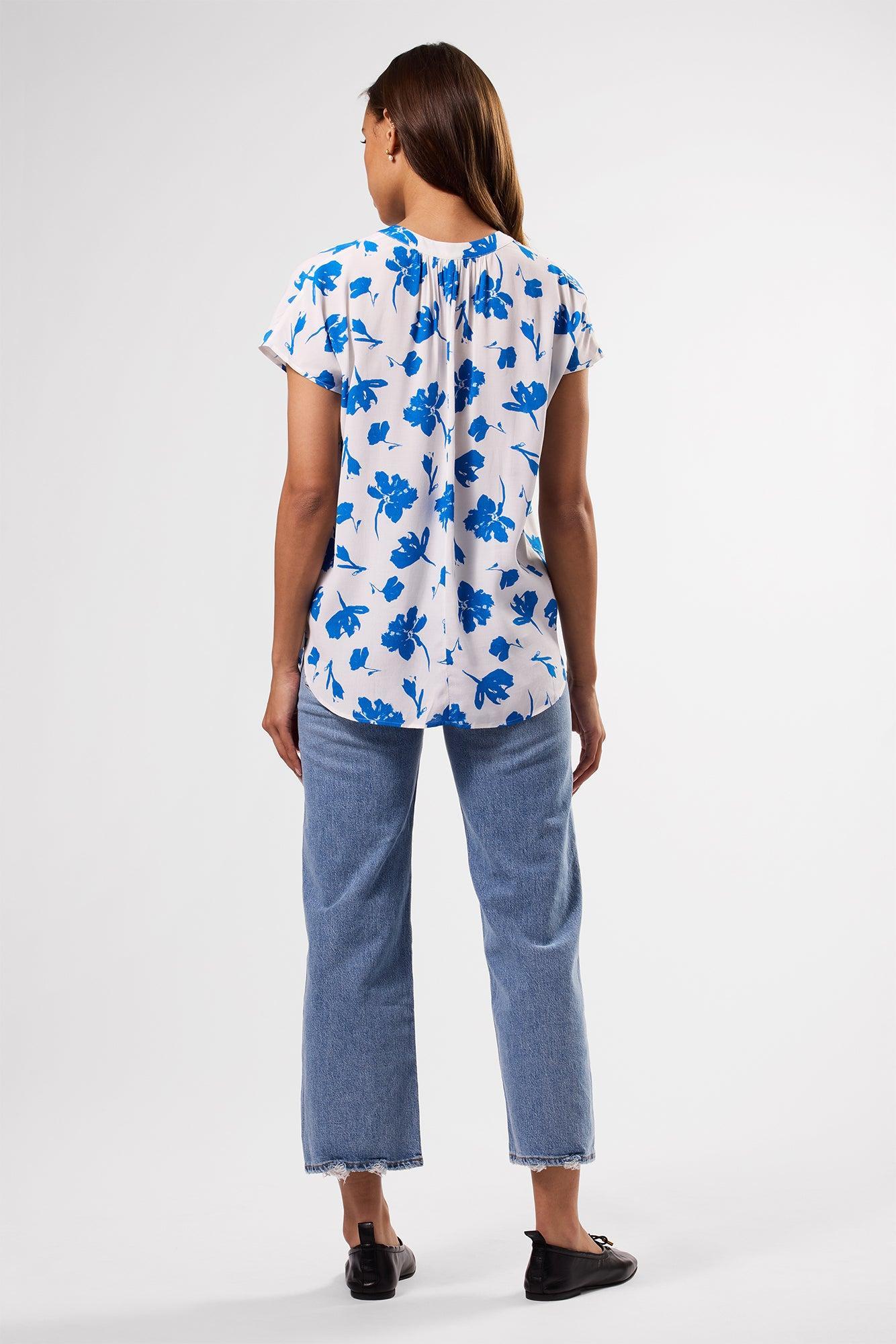 Renata Crepe Blouse - Aix Blue Product Image