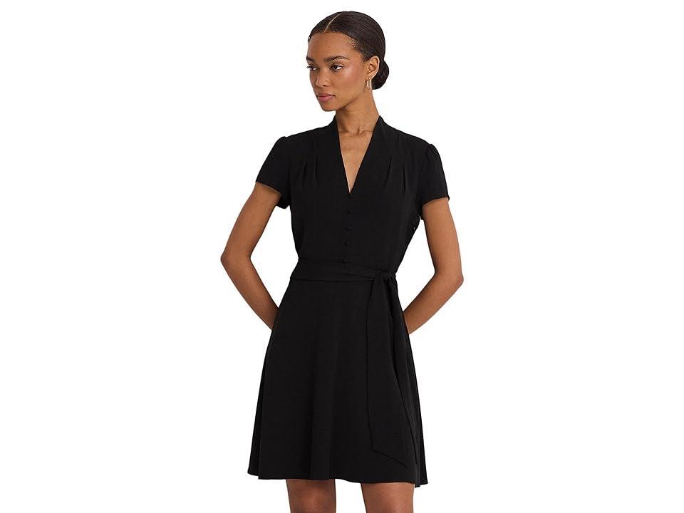 Lauren Ralph Lauren Belted Georgette Short Sleeve Dress Women's Dress Product Image