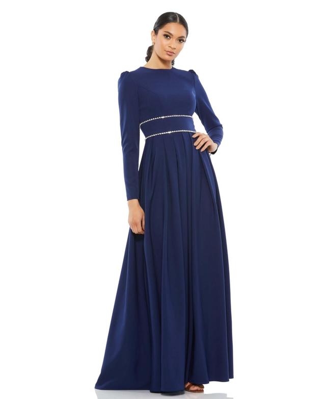 Womens Ieena High Neck Rhinestone Waist A Line Gown Product Image