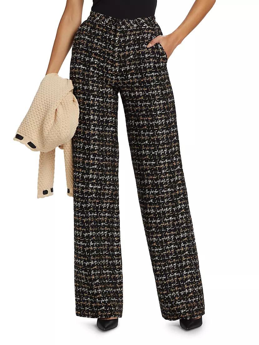 Livvy Houndstooth Tweed High-Rise Straight-Leg Pants Product Image