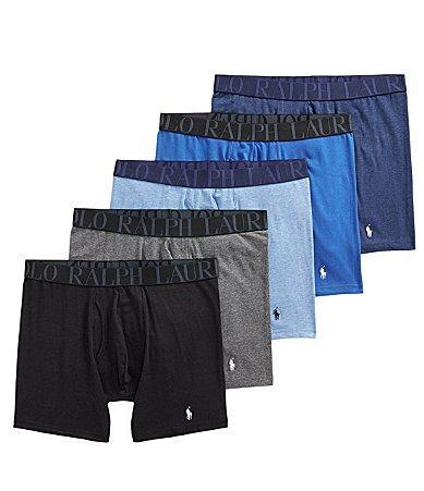 Polo Ralph Lauren 5-Pack Stretch Fit Classic Boxer Briefs (Polo Black/Charcoal Heather/Pale Royal Heather/Blue Saturn/Monro) Men's Underwear Product Image