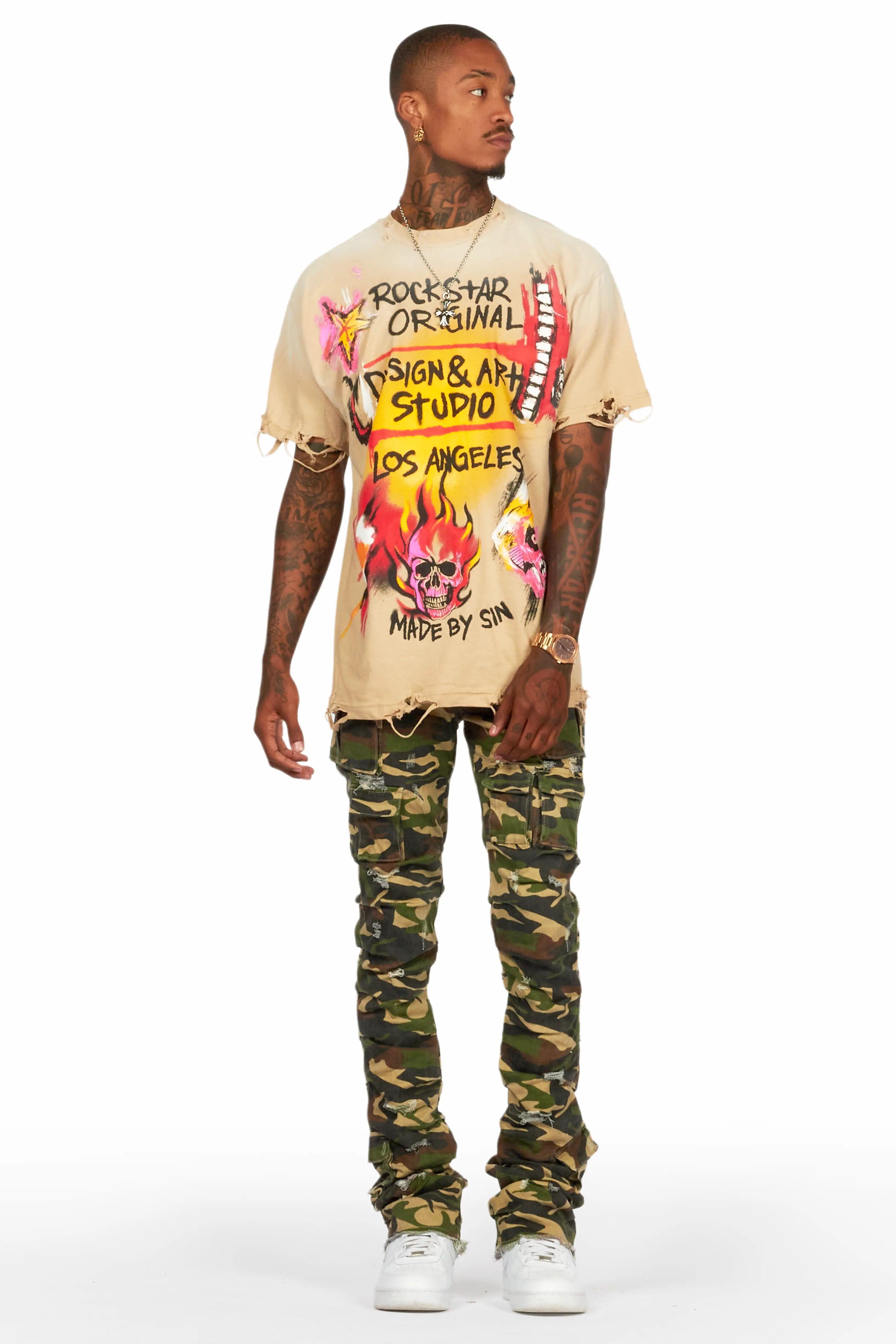 Gentry Camo Stacked Flare Jean Male Product Image