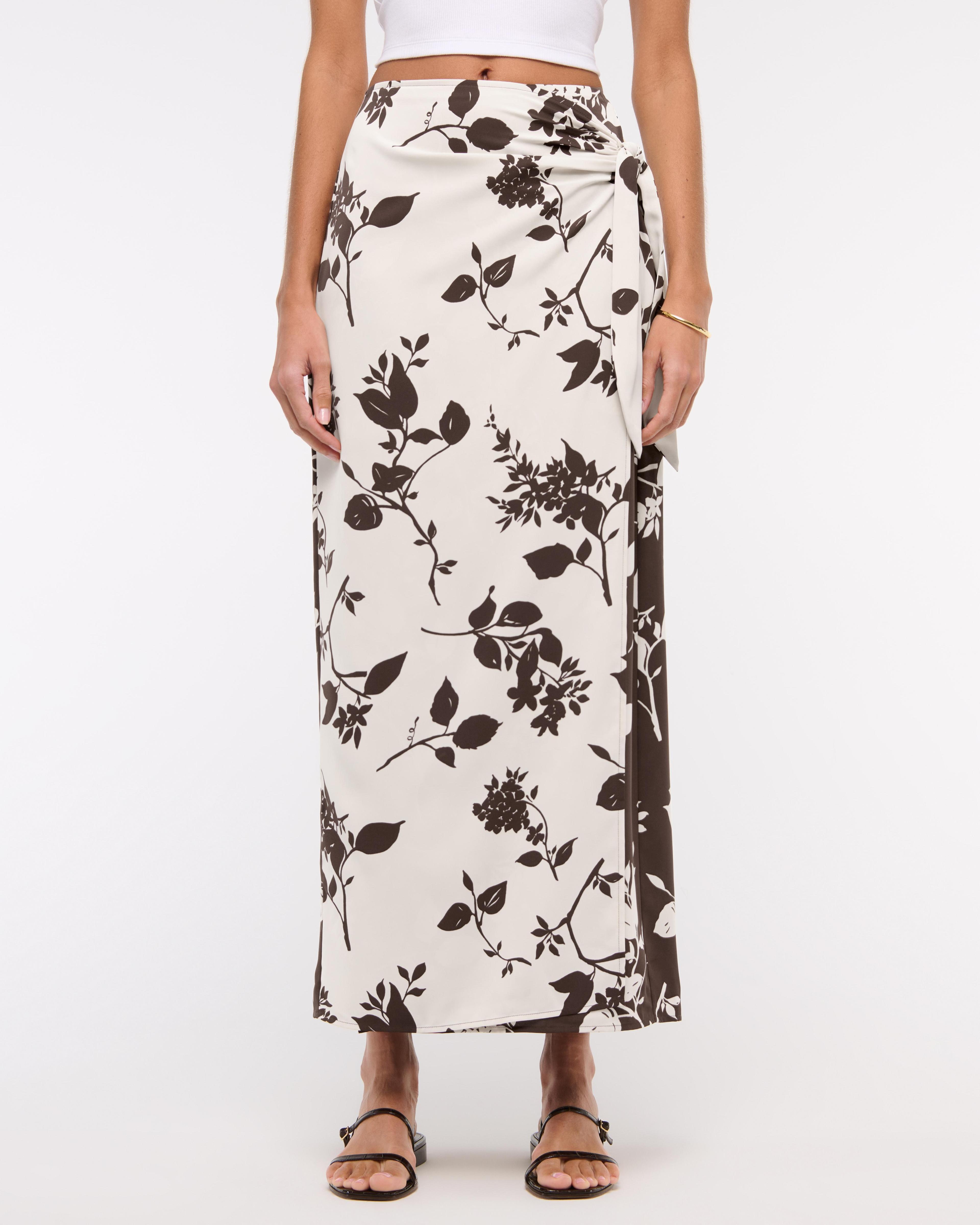 Mid Rise Wrap Maxi Skirt Product Image