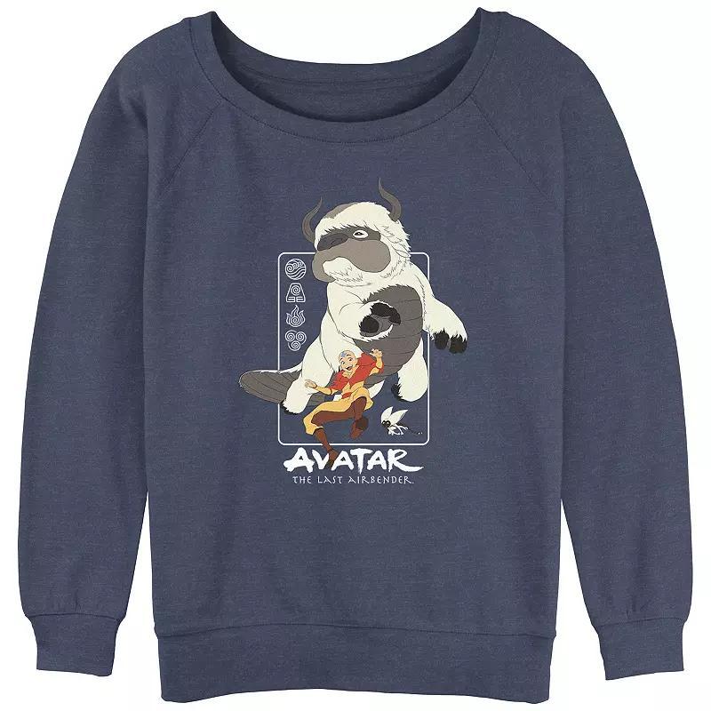 Juniors Avatar The Last Airbender Furry Friends Slouchy Terry Graphic Pullover, Womens Blue Grey Product Image