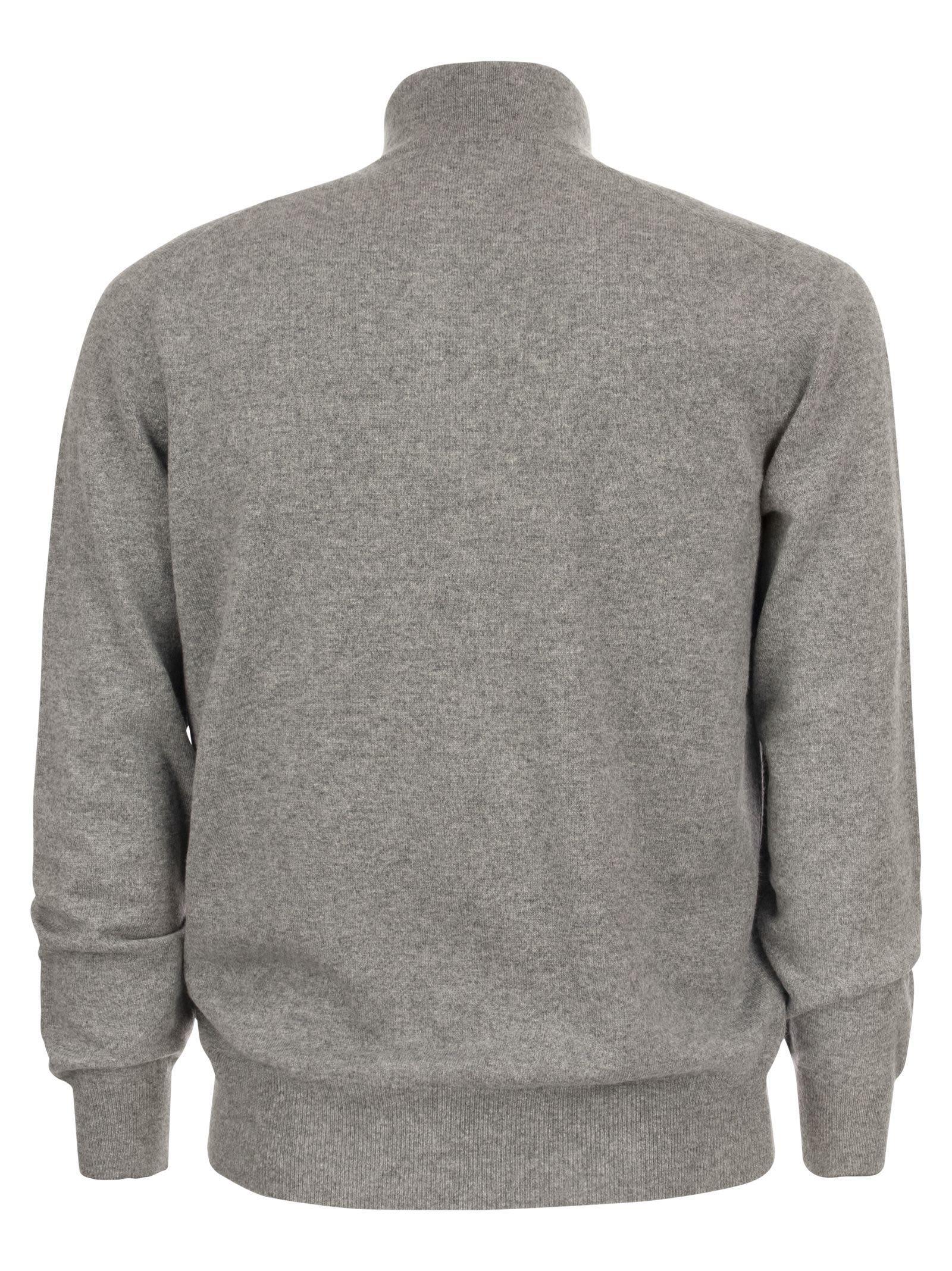 Cashmere Quarter Zip Sweater In Dark Grey Product Image