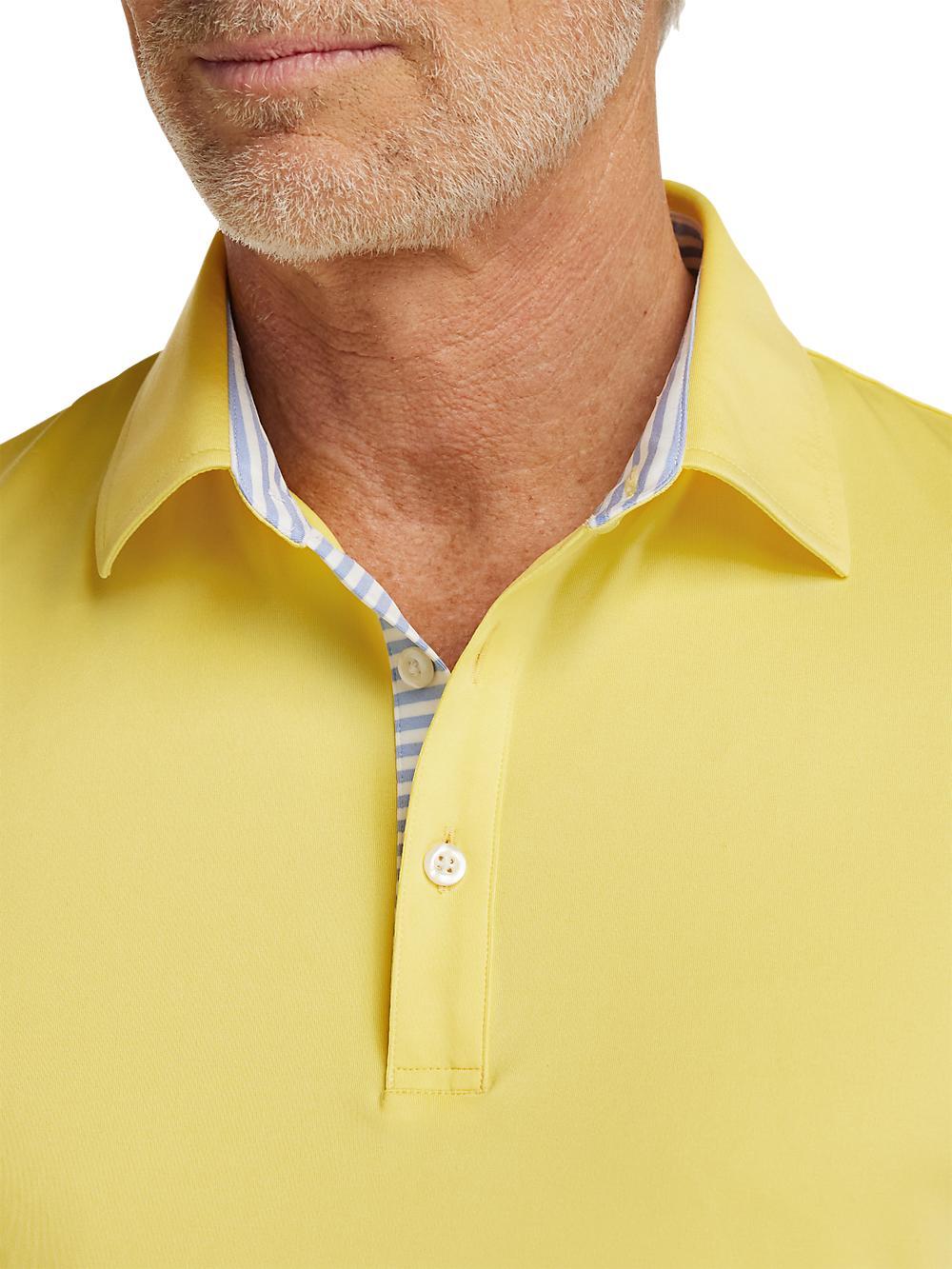 Performance Blend Three Button Polo - Light Yellow Product Image