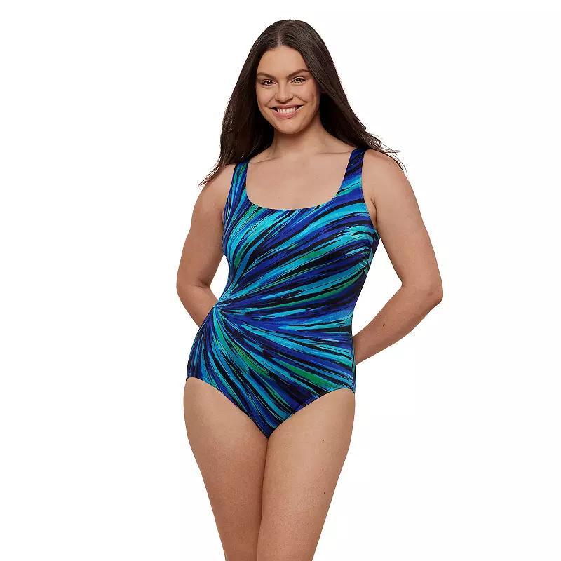 Womens Great Lengths Panel Scoopneck One-Piece Swim Suit Product Image