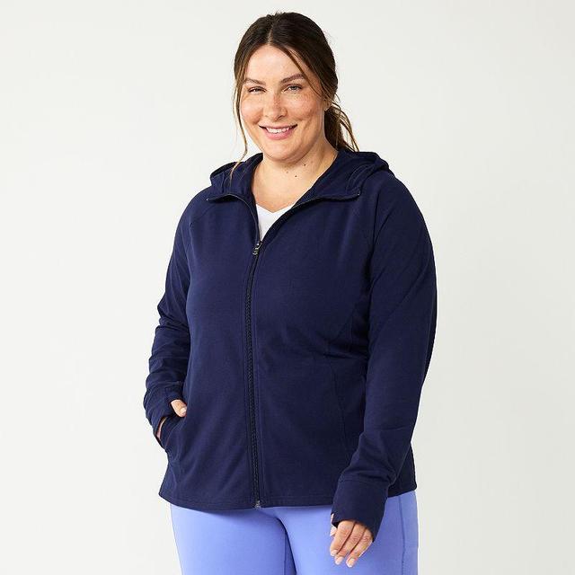 Plus Size Tek Gear Essential Hooded Jacket, Womens Dark Blue Product Image