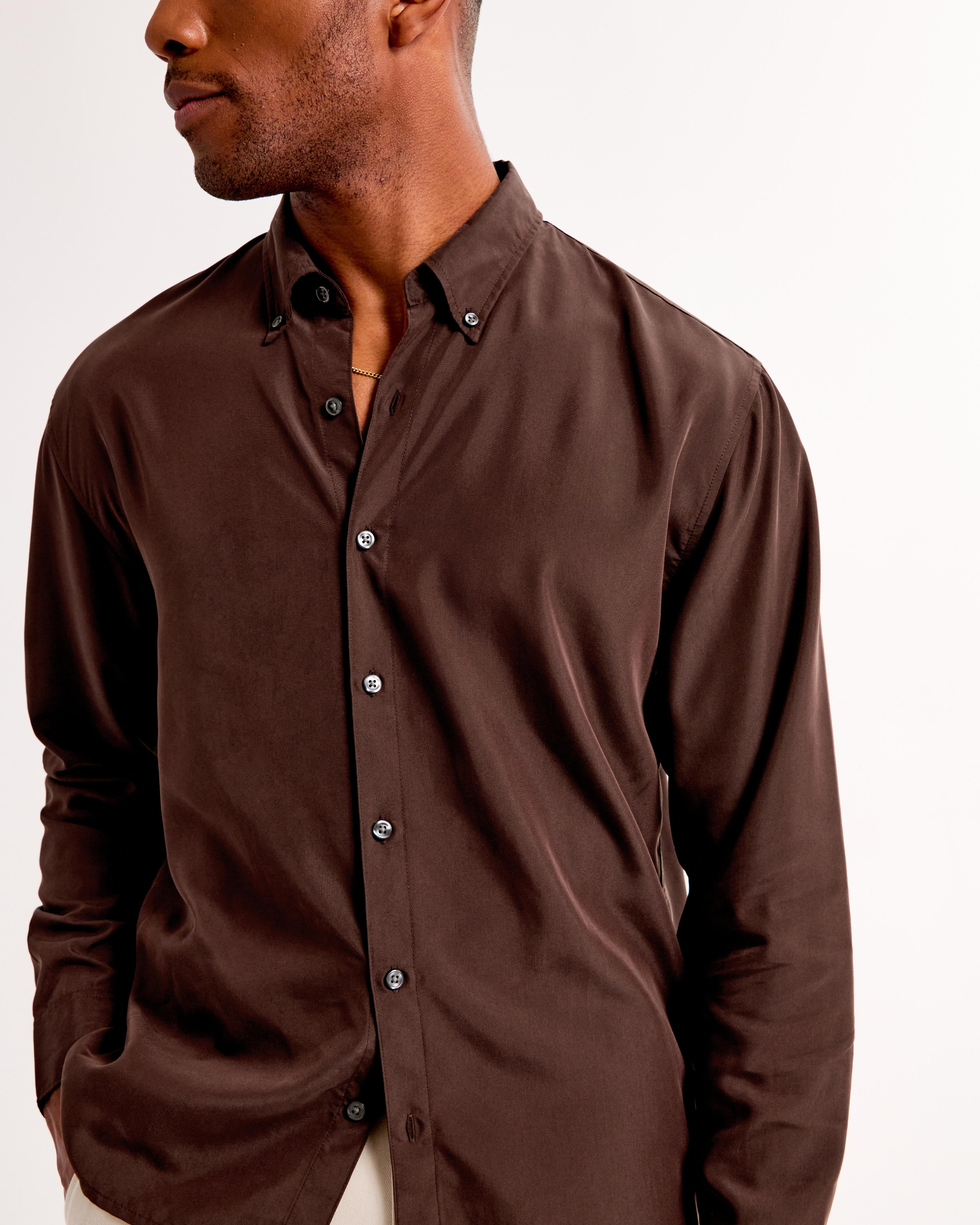 Long-Sleeve Cupro Button-Up Shirt Product Image