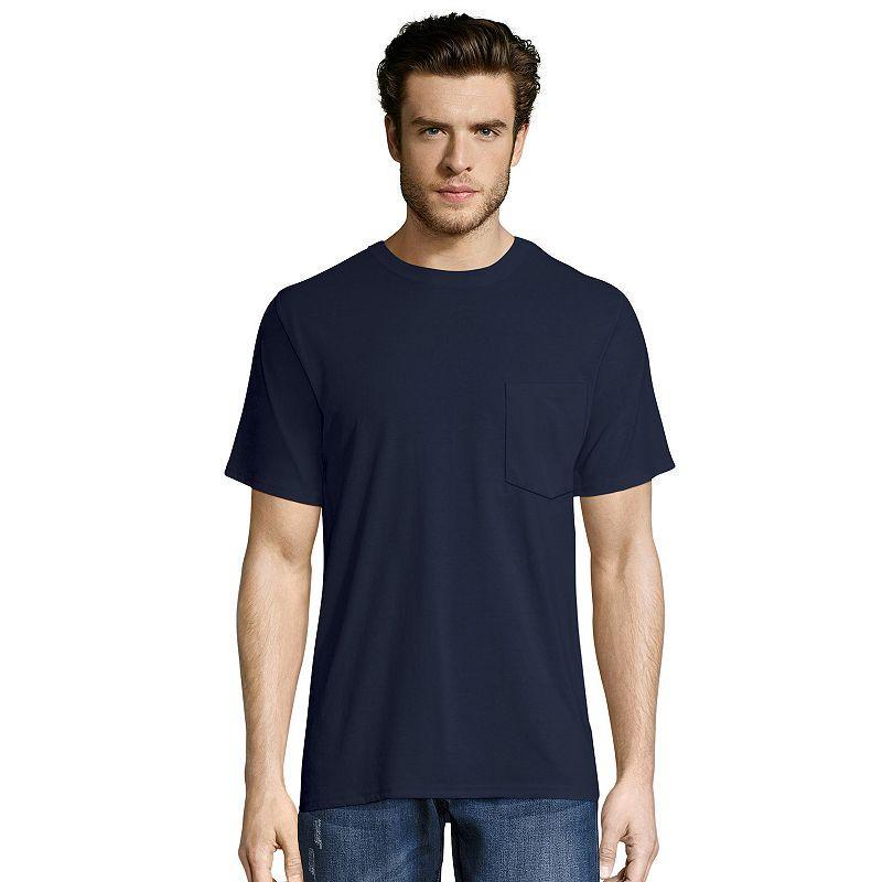 Mens Hanes Workwear 2-pack Pocket Tee Blue Product Image