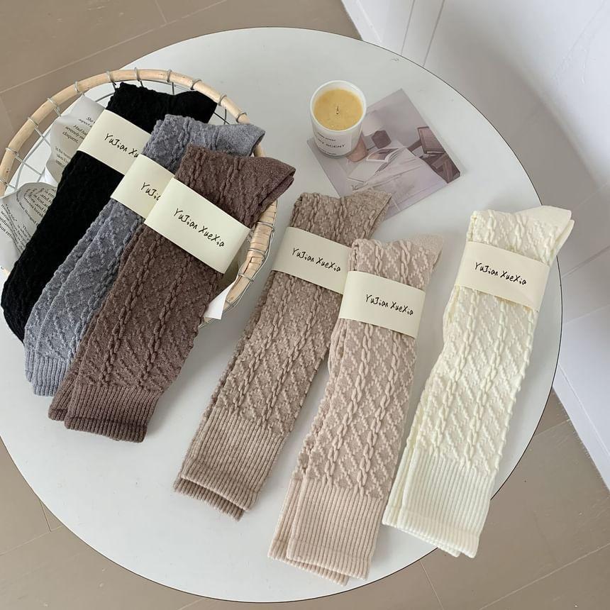 Plain Cable-Knit Socks Product Image