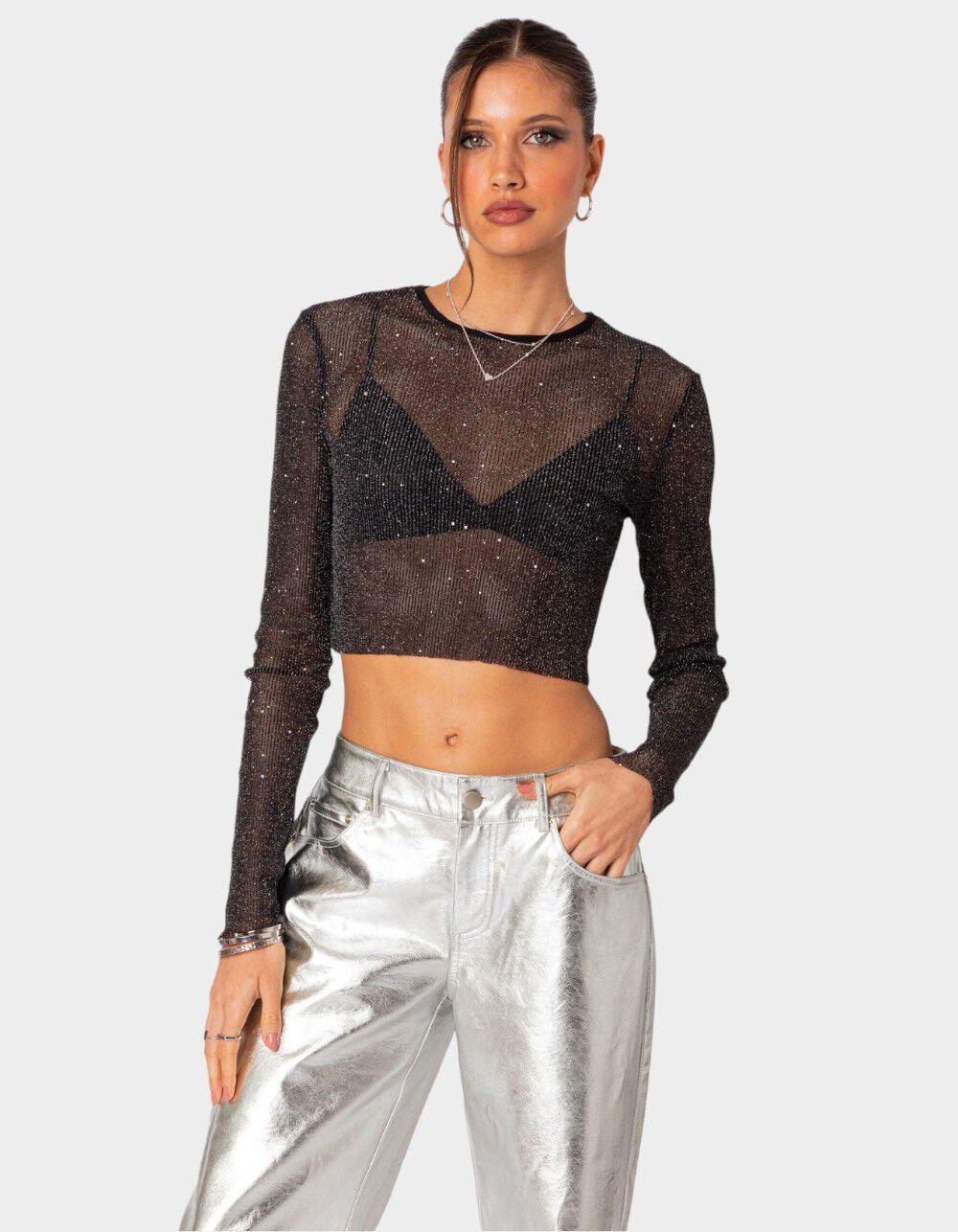 EDIKTED Marly Sheer Shimmer Sequin Top product image