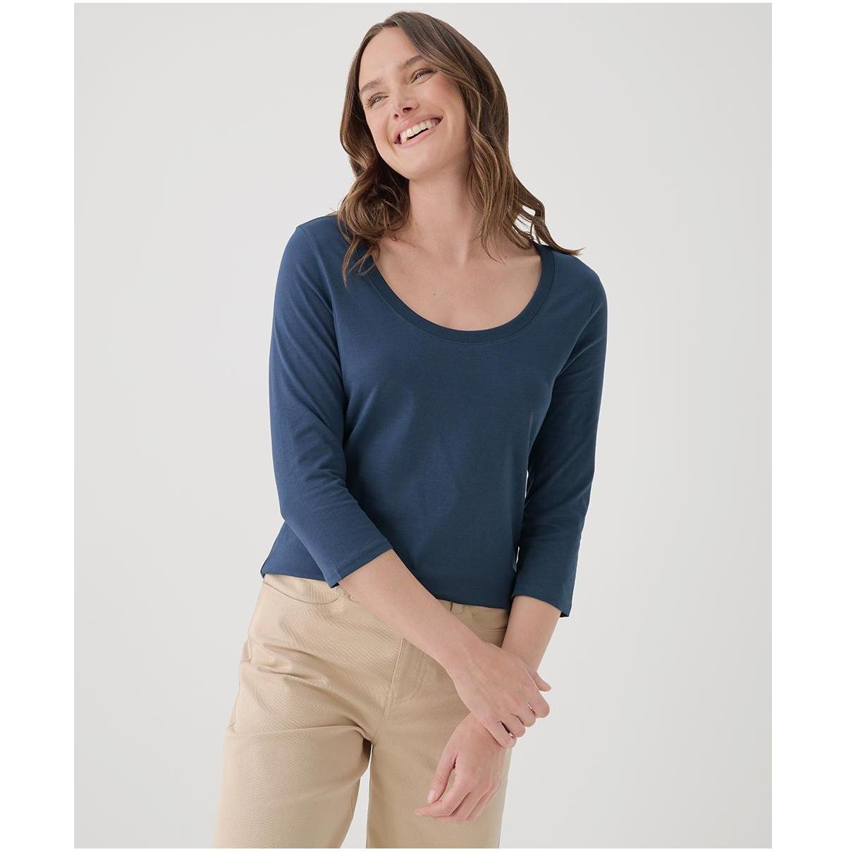 Pact Womens Organic Cotton Softspun Scoop Neck 3/4 Sleeve Tee Product Image