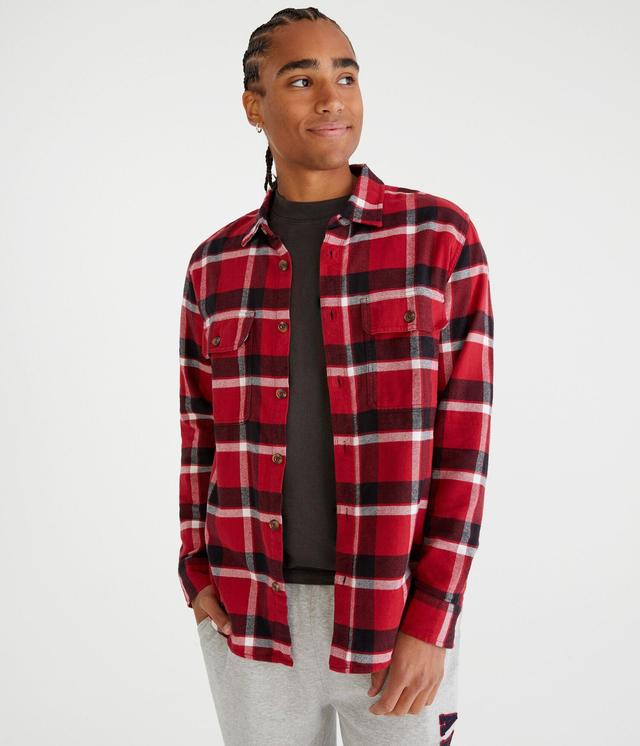 Long Sleeve Plaid Flannel Overshirt Product Image