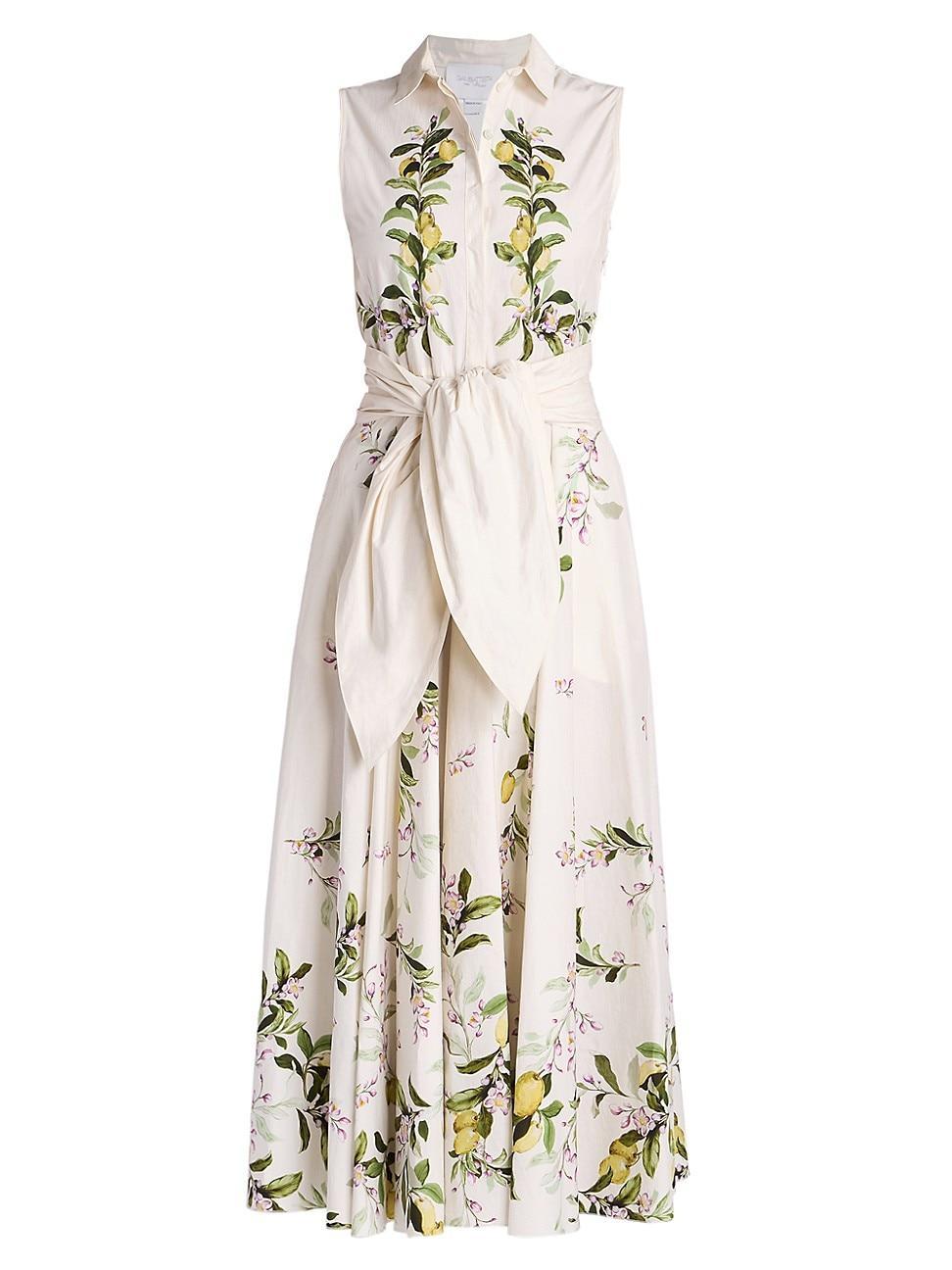 Womens Floral Sleeveless Cotton Fit & Flare Maxi Dress Product Image