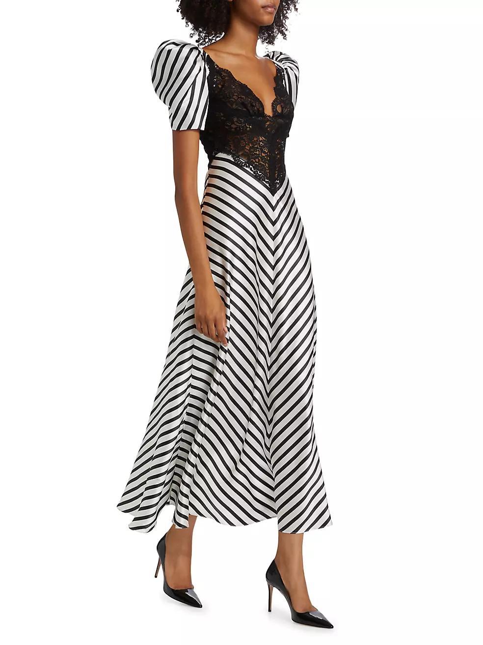 Beetlejuice II x Rodarte Stripe Lace Bodice Maxi Dress Product Image