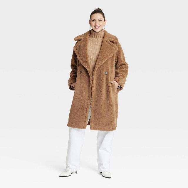 Womens Faux Shearling Coat - Universal Thread Brown M Product Image