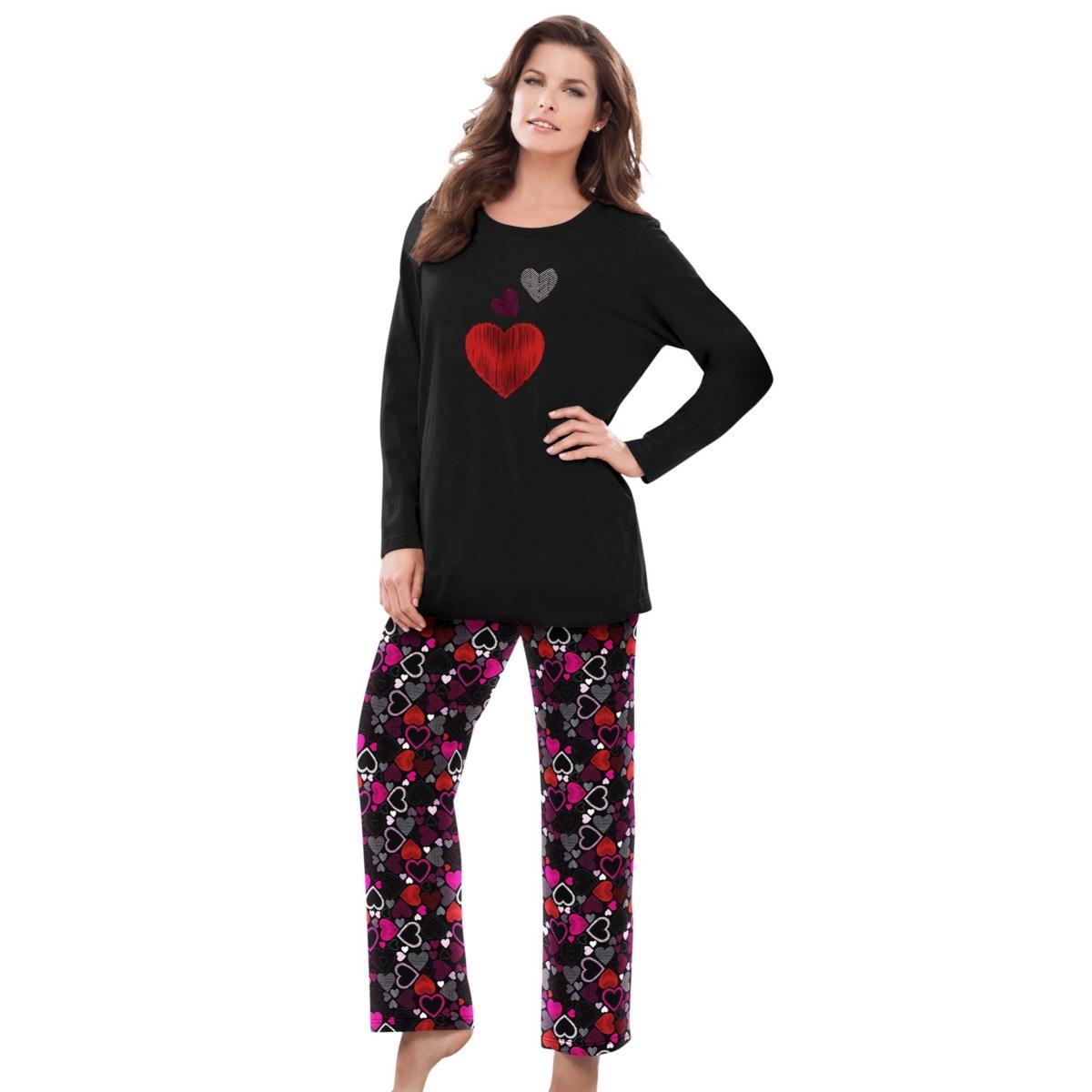 Dreams & Co. Womens Long Sleeve Knit Pj Set Product Image