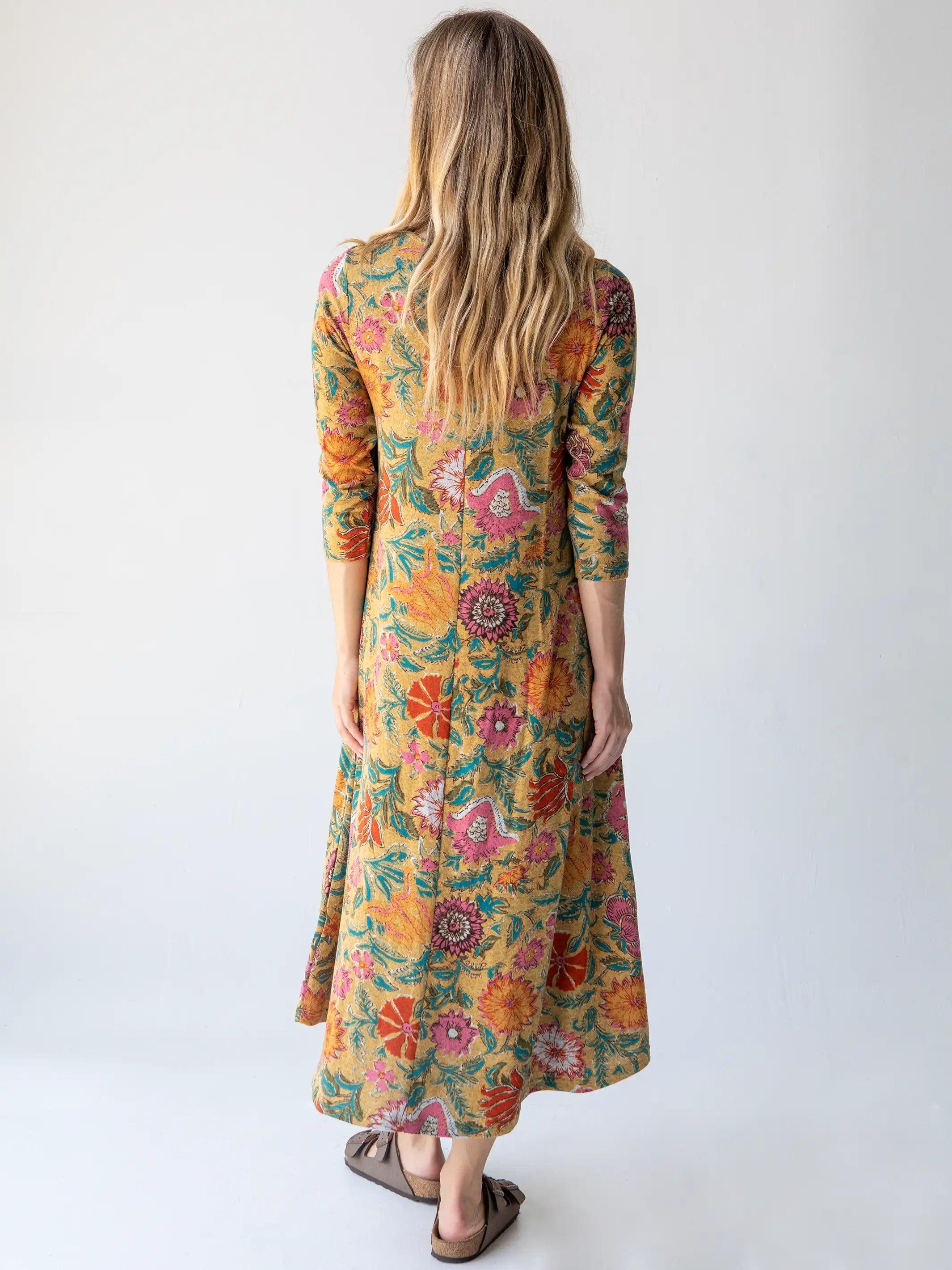 Lottie Knit Maxi Dress - Tan Pink Floral Product Image