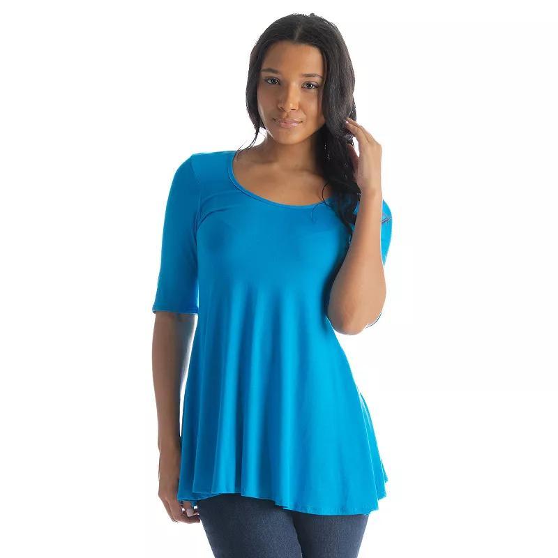 Womens 24Seven Comfort Apparel Elbow Sleeve Swing Tunic Top Product Image