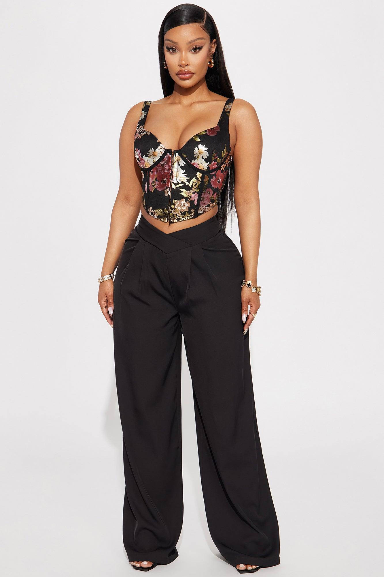 He Loves Me Floral Corset Top - Black/combo Product Image