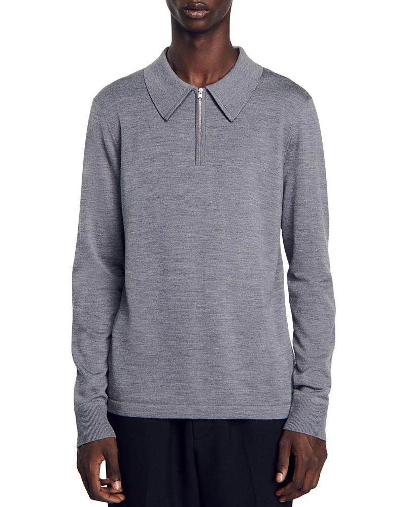 Sandro Wool-Blend Zip Polo Sweater Product Image